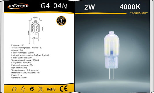 Lampadine LED G4 2W 200LM 12V 10 Pezzi G4-04