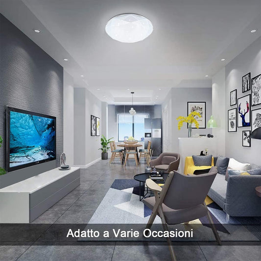 TEKHOME LAMPADARIO DA SOFFITTO LED Ø500mm, 60W, CCT 3000K-6500K, Copertura Puntinata, Controllo 2.4G, Luce a Tre Colori C62-3C