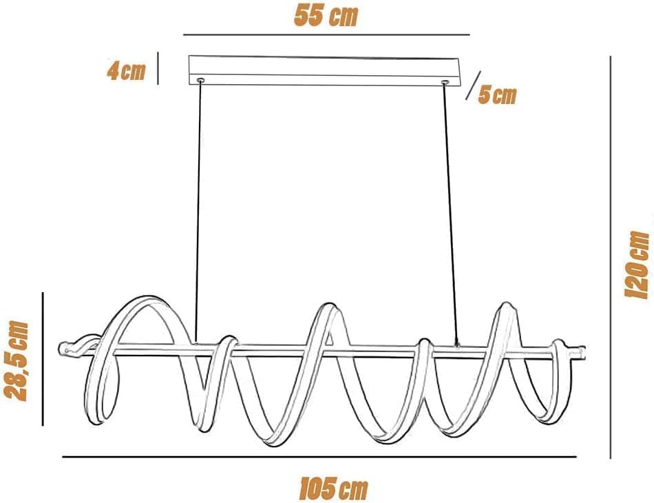 TEKHOME Lampadario led a sospensione 60 watt lampada twist bianco stilizzato luce fredda calda o naturale A68-B3C