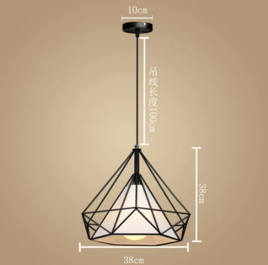 Lampadario a sospensione a gabbia in ferro a forma di diamante, 25 cm, lampada a sospensione vintage E27, illuminazione per decorazione soggiorno, ristorante, camera da letto B20