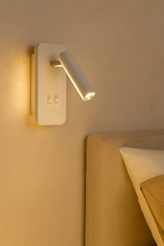 TEKHOME Applique da Parete LED 6W con Interruttore, Lampada da Comodino Orientabile, Luce 3000K-6500K Design Moderno in Alluminio, per Camera da Letto e SoggiornoE20