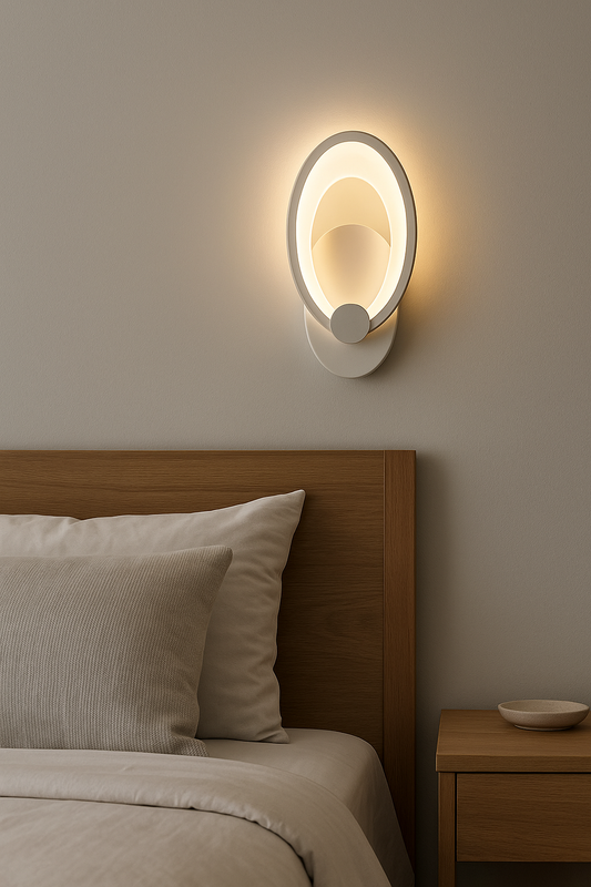 TEKHOME Applique da Parete LED Moderna 9W, Lampada da Parete Bianca Design Ovale, Luce Calda 3000K / Naturale 4000K / Fredda 6500K, 450LM, per Camera da Letto, Soggiorno e Corridoio E25