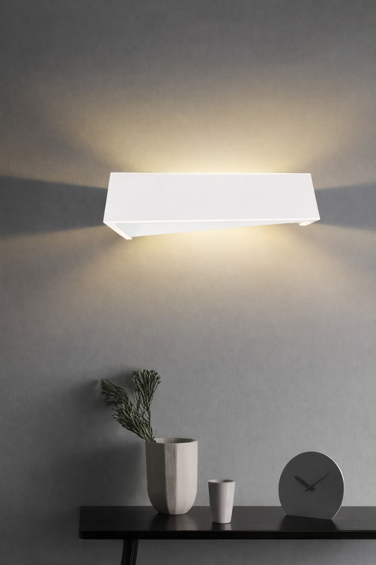TEKHONE Applique da Parete in Gesso Moderna Bianco – Lampada da Muro 2xG9, Verniciabile, Illuminazione Indiretta per Soggiorno e Camera – GS-E76