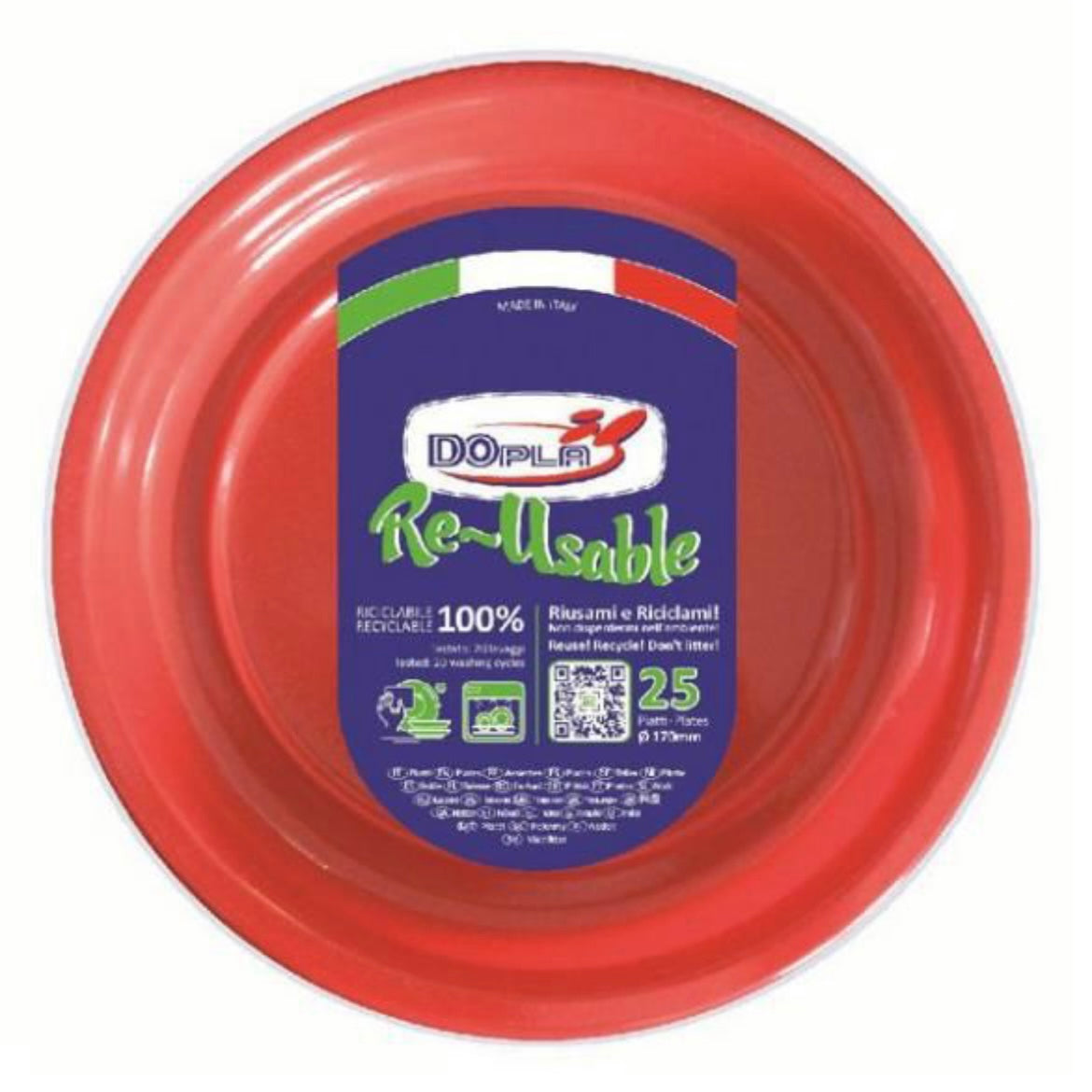 Dopla piatti fondi colorati 20,5cm confezione 25pz riutilizzabili