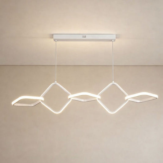 Lampadario LED Moderno a Sospensione Lineare 45W 3600LM, 3 Colori Luce 3000K 4000K 6500K, CCT Switch, Design Ondulato, Lampadario per Sala da Pranzo Cucina Soggiorno – LP-49-B3C