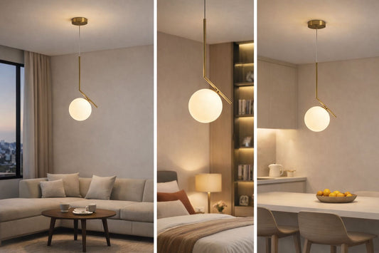 Lampadario a Sospensione Moderno G9, Design Minimalista con Sfera in Vetro Opalino, Lampadario Elegante per Soggiorno Sala da Pranzo Camera, Struttura in Metallo – LP-46