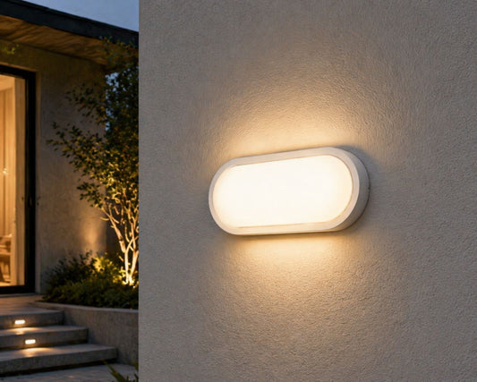 Plafoniera LED da Esterno IP65 18W, Lampada da Parete o Soffitto, Luce Regolabile 3000K/4000K/6500K, 1900LM, Design Ovale per Garage, Balcone e Ingresso, Impermeabile ES51-3C