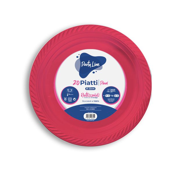 Party Piatti piani 22cm plastica colorati confezioni di 20pz
