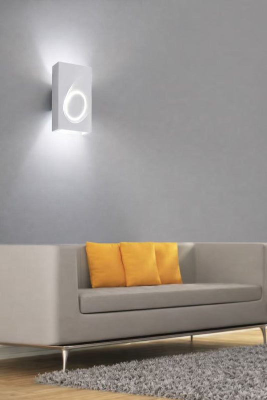 TEKHONE Applique da Parete in Gesso Bianco Design Moderno – Doppia Emissione di Luce, Verniciabile, Attacco G9 – GS-E40