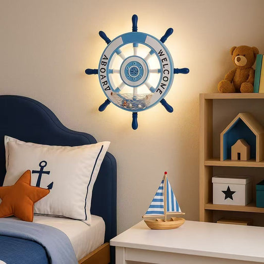 TEKHOME Applique LED Decorativa a Forma di Timone E81-3C, 3 Colori 3000K-4000K-6500K, Lampada da Parete per Cameretta, Soggiorno o Stanza dei Bambini
