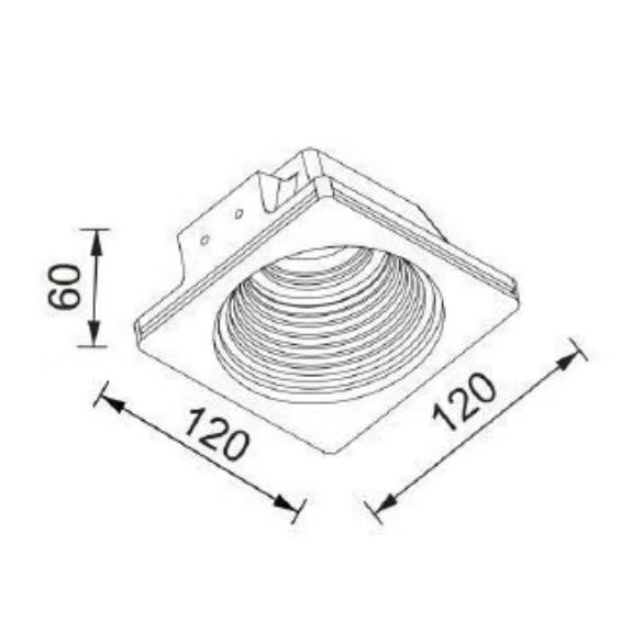 Portafaretto da Incasso in Gesso Quadrato 120×120 mm – Attacco GU10, Verniciabile, Per Cartongesso, Faretto da Soffitto Moderno Bianco GS-18