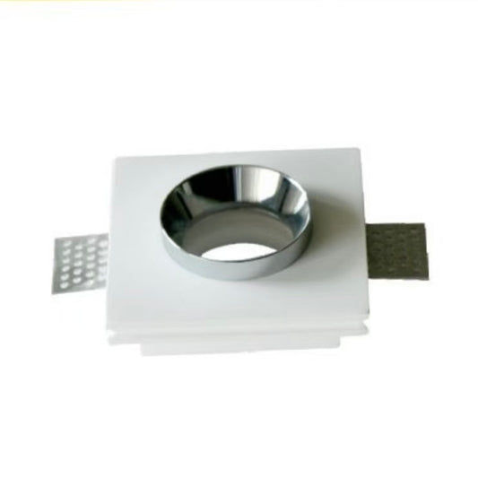 3 Pezzi Portafaretto da Incasso in Gesso Quadrato GU10 – Verniciabile, per Cartongesso, Supporto Faretto da Soffitto 100x100mm GS-10