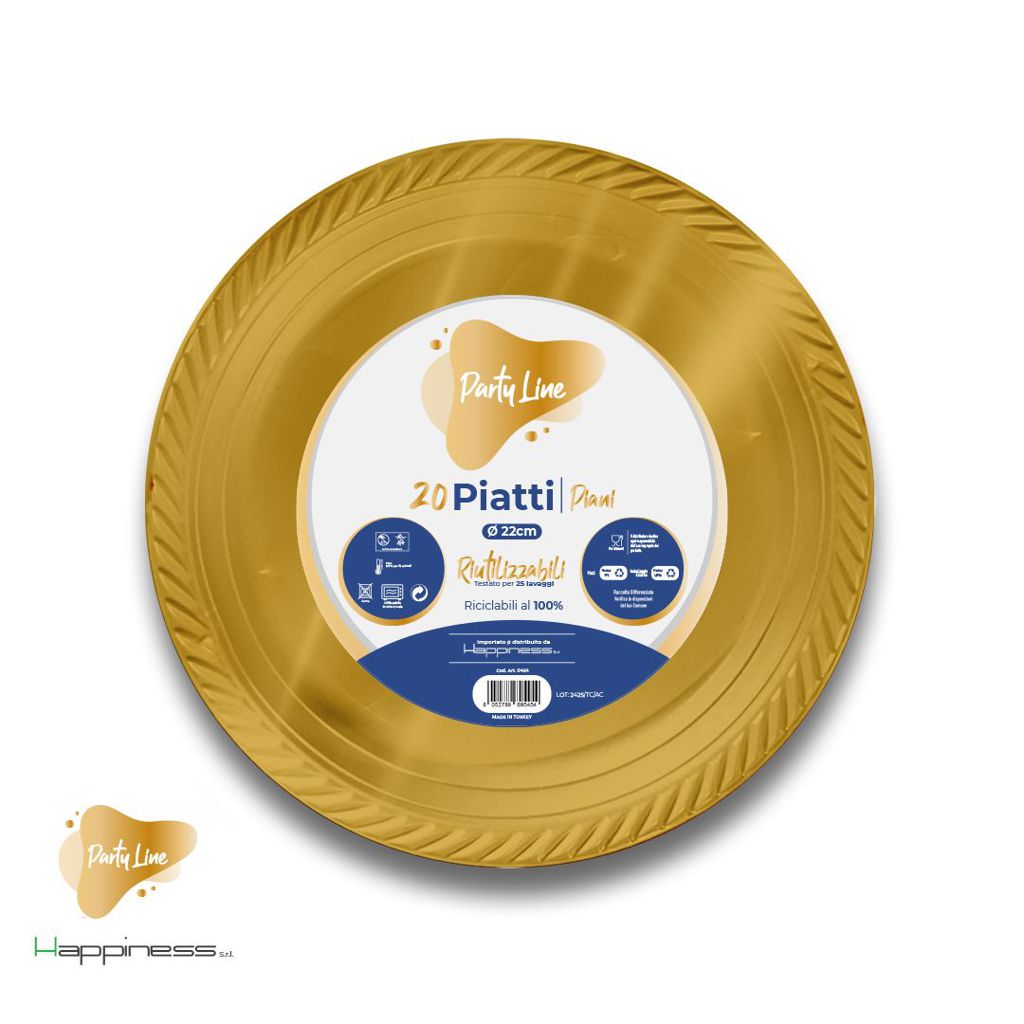 Party Piatti piani 22cm plastica colorati confezioni di 20pz