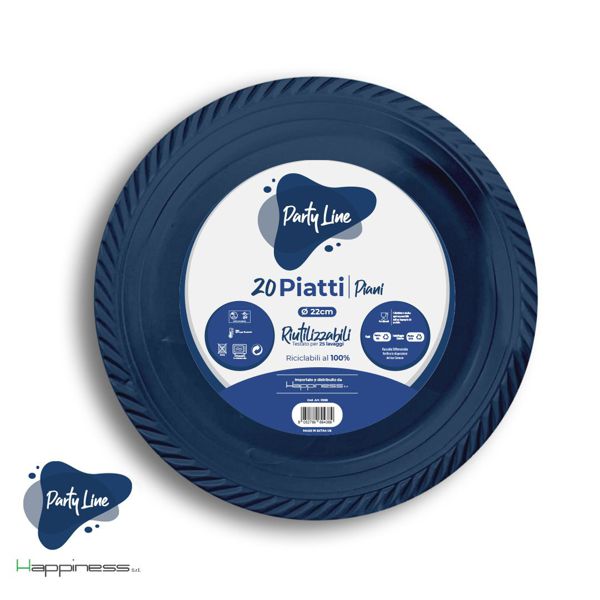 Party Piatti piani 22cm plastica colorati confezioni di 20pz