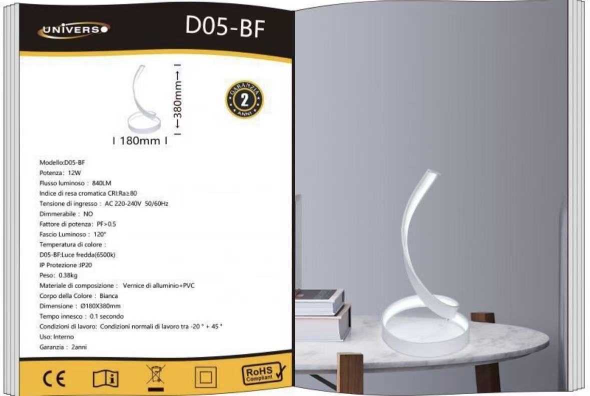 Lampada da Tavolo LED Design Moderno, 12W 840LM, Luce Calda/Naturale/Fredda, Lampada Comodino per Camera da Letto e Soggiorno- D05