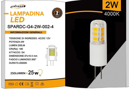Lampadine LED G4 2W 250LM 12V 10 Pezzi SPARDC-G4-2W-002