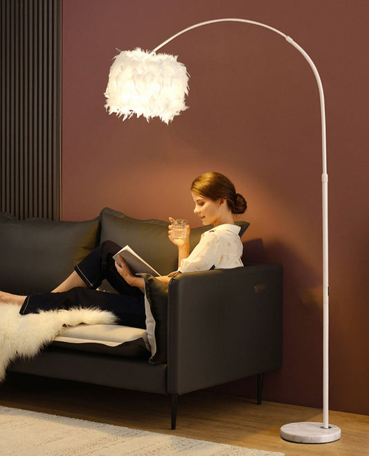 LAMPADA DA TERRA AD ARCO MODERNO CON PIUME MODELLO ANGELO D26