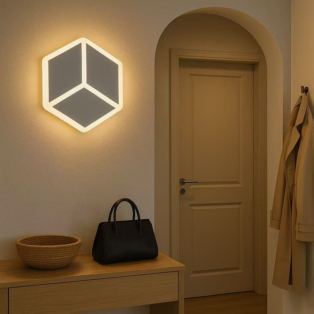 TEKHOME Applique da Parete LED 12W Forma Cubo Geometrico Bianco, Lampada da Muro Moderna 3000K-6500K CCT, Illuminazione Decorativa Interna Camera da Letto e Soggiorno AQ11-3C
