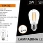 Lampadine LED E27 2W, Confezione da 10 Pezzi, 130LM, Luce Calda 2700K, Lampadine LED Decorative in Vetro Trasparente, Illuminazione 360°, Basso Consumo Energetico, Modello S14-2C