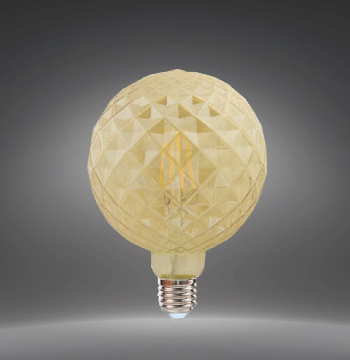 Lampadine LED Decorative E27 G125 Effetto Cristallo, Confezione da 5 Pezzi, 4W 2500K, 350LM, Globo Ø125mm, Vetro Ambrato con Finitura Diamond, Luce Extra Calda, 360°, Modello TD-OC