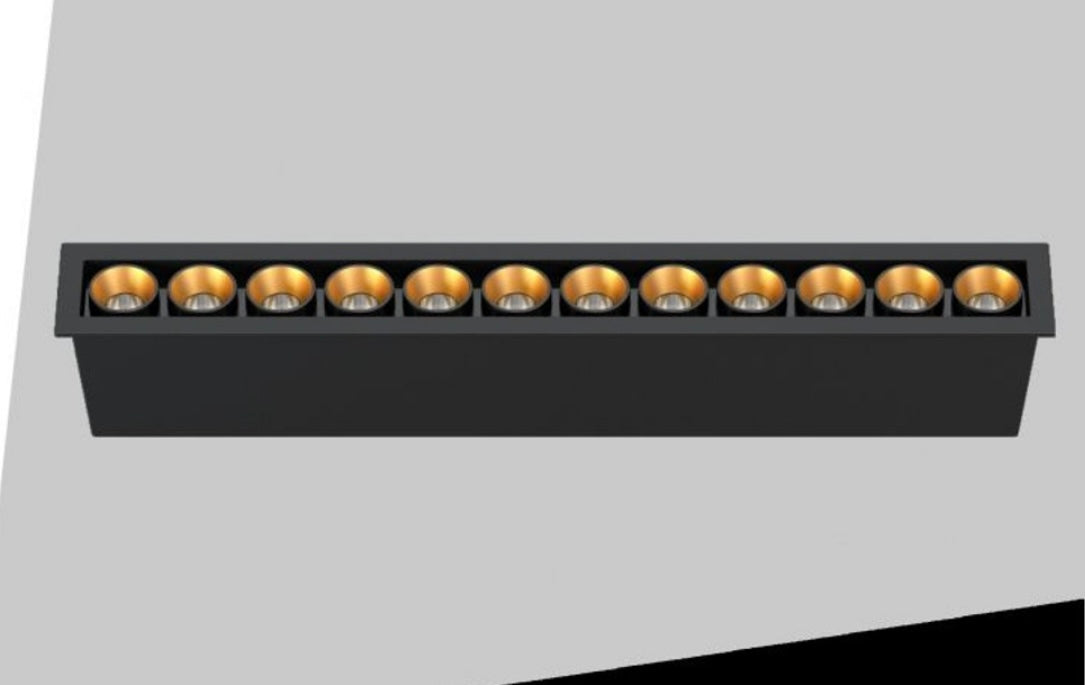 Faretto LED Lineare da Incasso 20W, CCT Switch 3000K/4000K/5700K, CRI≥90, UGR<13, Luce Antiriflesso, 12 LED, Faretto Rettangolare da Soffitto per Negozi, Uffici e Casa, Bianco/Nero, XTD-12