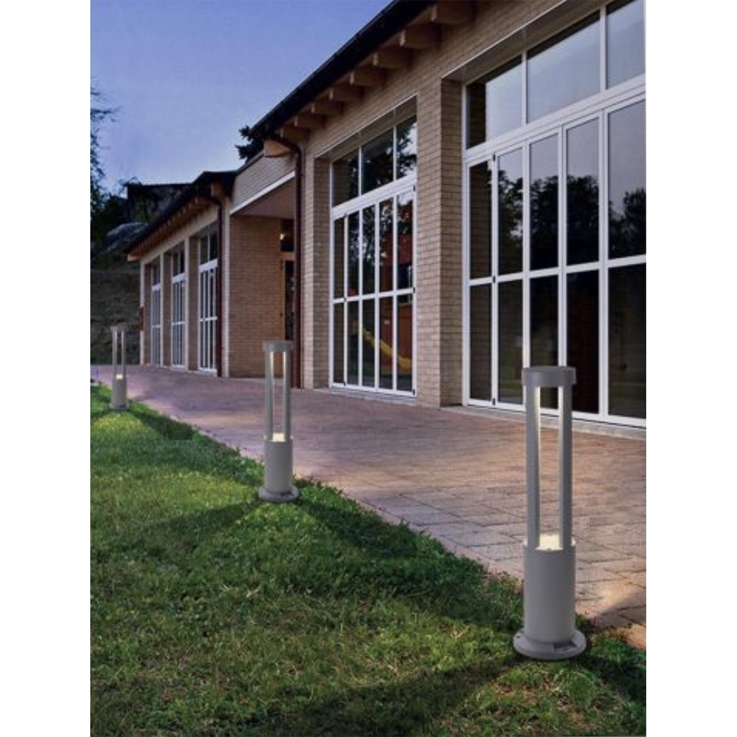 Lampada da giardino IP65 12W per esterno, bollard light in alluminio+vetro, 600lm, 3000K/4000K/6500K – Serie ES28