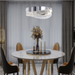 TEKHOME Lampadario LED con Cristalli, 35W 2800LM Luce Bianchissima 8000K, Sospensione Moderna in Acciaio Inox, per Interni, 220-240V B79-F