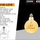 Lampadine LED Decorative E27 G125 Love, Confezione da 5 Pezzi, 4W 2500K, 320LM, Globo XL Ø125mm, Vetro Ambrato, Design con Scritta “Love”, Luce Extra Calda, 360°, Modello G125-LOVE
