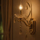 TEKHOME Applique da Parete in Cristallo Stile Candelabro Oro E68-1, Portalampada E14, Lampada da Muro Classica con Decorazioni in Vetro per Soggiorno, Camera da Letto e Corridoio E68-1