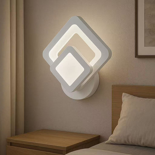 TEKHOME Applique da Muro LED 12W Moderna Geometrica, Bianco, 3 Temperature Colore 3000K-4000K-6500K, Lampada da Parete Dimmerabile per Camera da Letto Soggiorno Corridoio E82-B3C