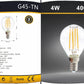 Lampadine LED E14 G45 4W, Confezione da 5 Pezzi, 440LM, 3000K/4000K/6500K, Lampadine Decorative in Vetro Trasparente, Luce a 360°, Basso Consumo, Non Dimmerabili, Modello G45-T