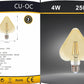 Lampadine LED Decorative E27 a Forma di Cuore, Confezione da 5 Pezzi, 4W 2500K, 350LM, Vetro Ambrato, Luce Extra Calda, 360°, Lampadina Design per Decorazione, Modello CU-OC