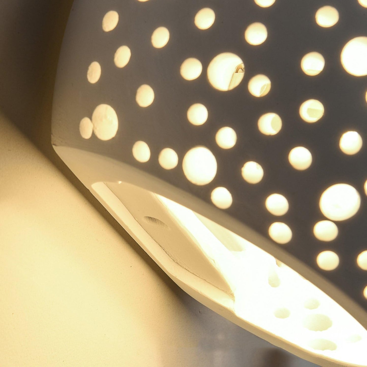 TEKHONE Applique da Parete in Gesso Decorativa, Lampada da Muro Bianco con Effetto Luce Puntinato, Attacco G9, Design Moderno per Soggiorno e Camera da Letto – GS-E42