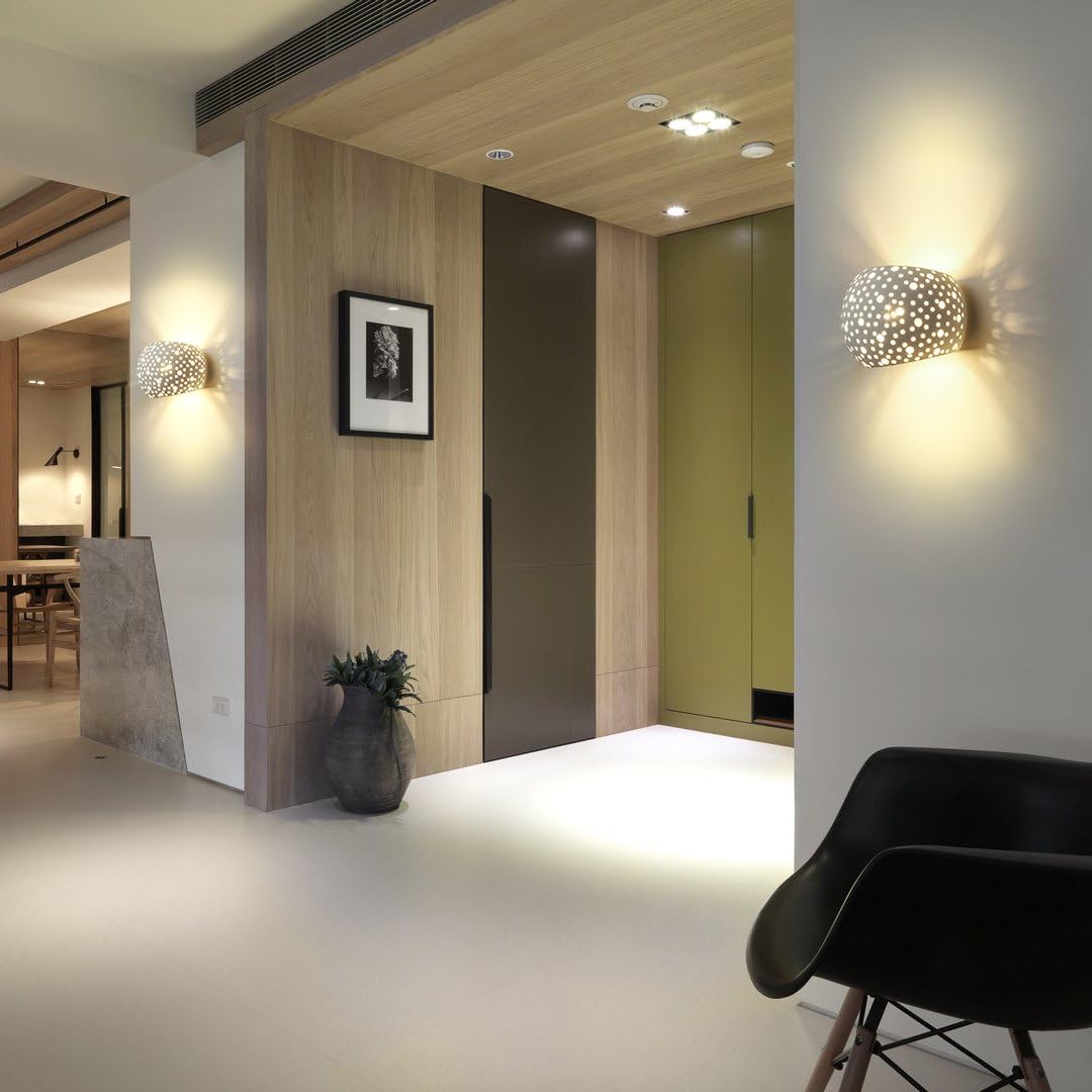 TEKHONE Applique da Parete in Gesso Decorativa, Lampada da Muro Bianco con Effetto Luce Puntinato, Attacco G9, Design Moderno per Soggiorno e Camera da Letto – GS-E42