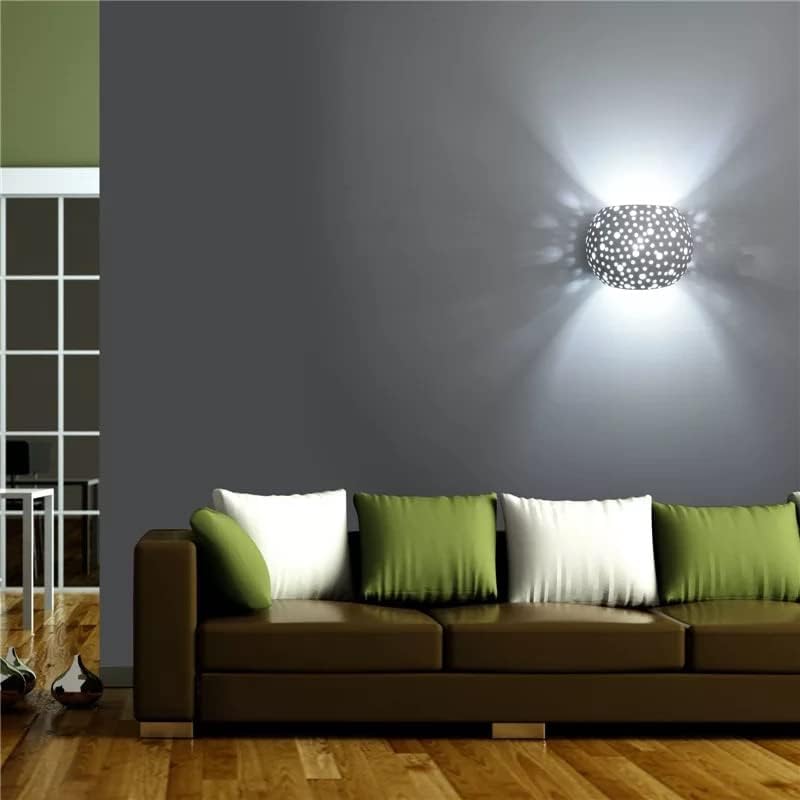 TEKHONE Applique da Parete in Gesso Decorativa, Lampada da Muro Bianco con Effetto Luce Puntinato, Attacco G9, Design Moderno per Soggiorno e Camera da Letto – GS-E42