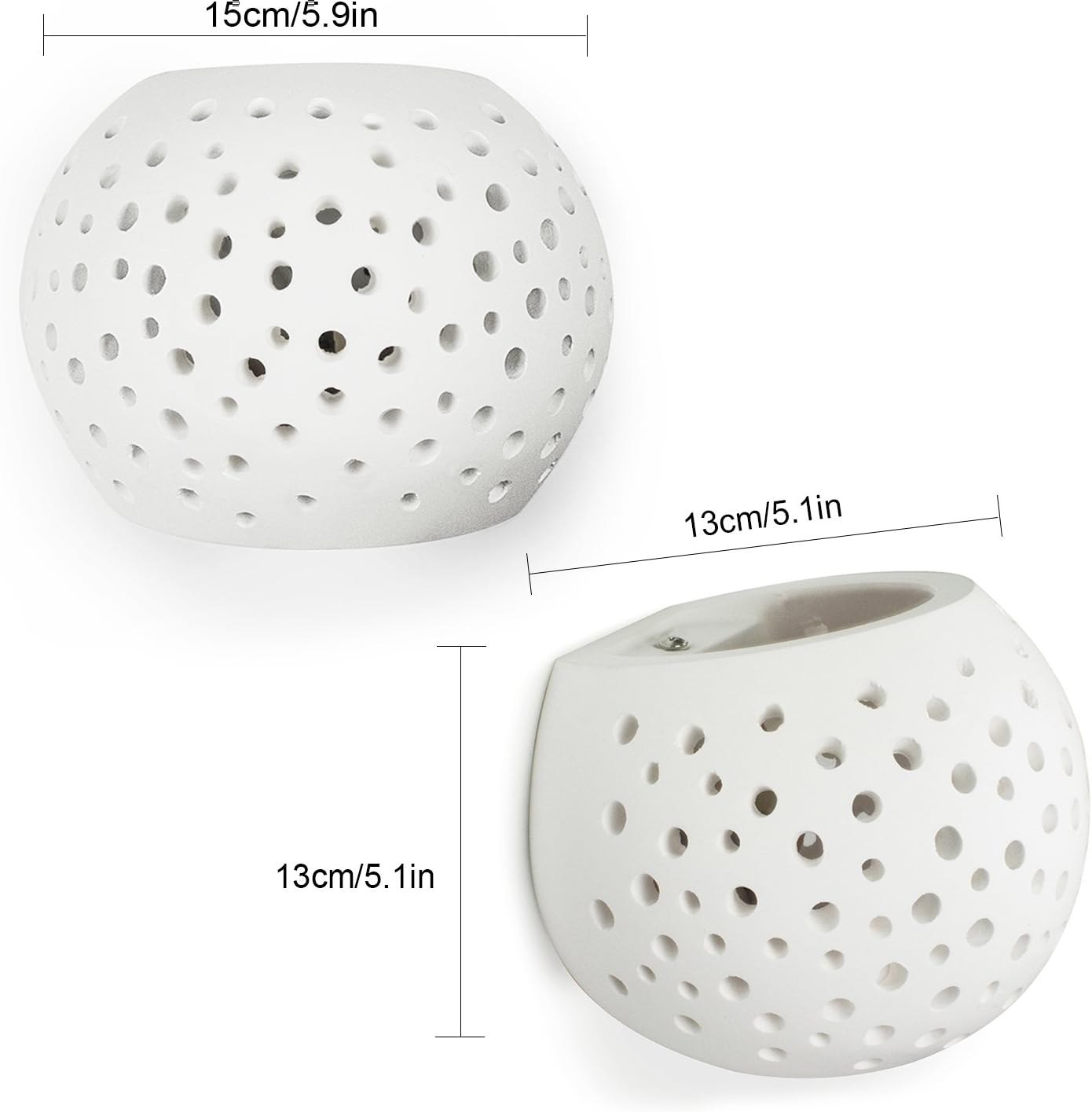 TEKHONE Applique da Parete in Gesso Decorativa, Lampada da Muro Bianco con Effetto Luce Puntinato, Attacco G9, Design Moderno per Soggiorno e Camera da Letto – GS-E42