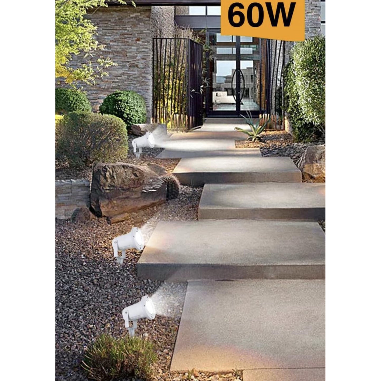 Faretto da Giardino con Picchetto GU10 IP65 60W, Lampada da Terra per Esterni in Alluminio, Orientabile, per Giardino, Vialetto, Terrazza – Nero/Grigio/Bianco ES12