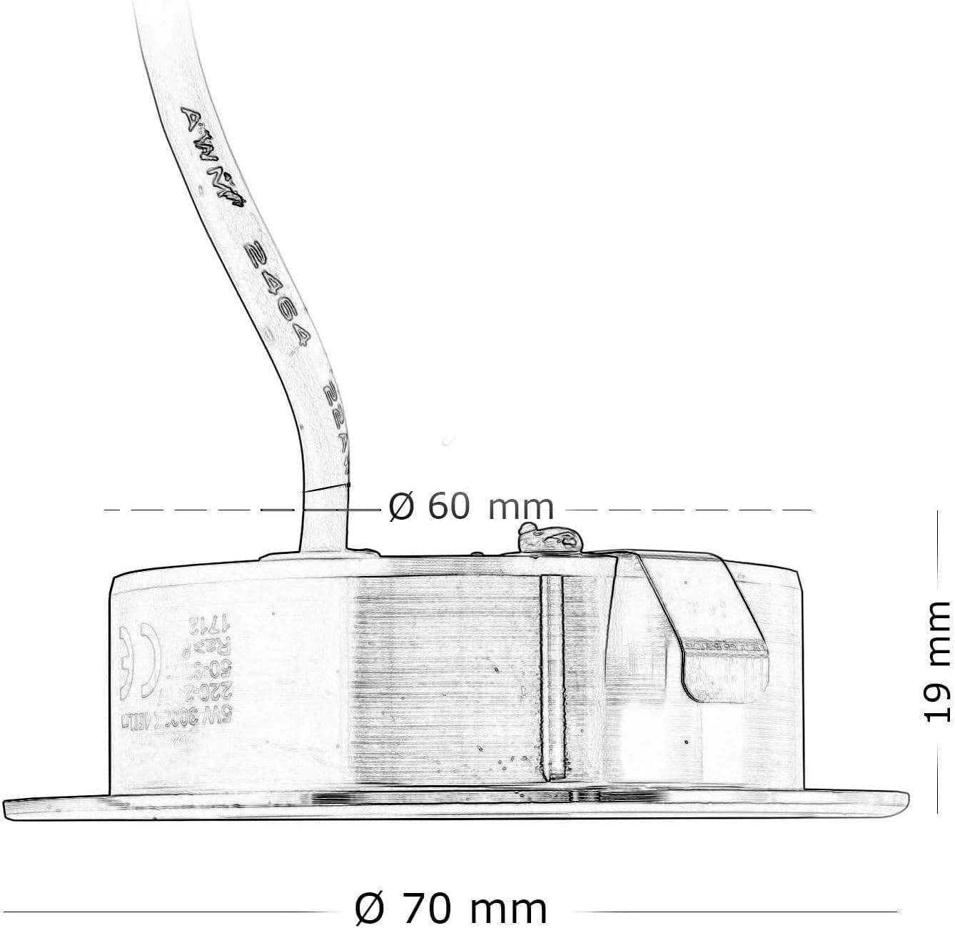 TEKHOME 3PZ Lampadina da Soffitto LED 3W Ø70mm, 240LM, CRI≥80, Alluminio+PC, IP20, Foro Ø55mm, Angolo 120°, — Bianco o Argento, 3000K/4000K/6500K P60