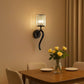 TEKHOME Applique da Parete in Cristallo Nero E36-1, Portalampada E14, Lampada da Muro Classica in Metallo e Vetro per Soggiorno, Camera e Corridoio