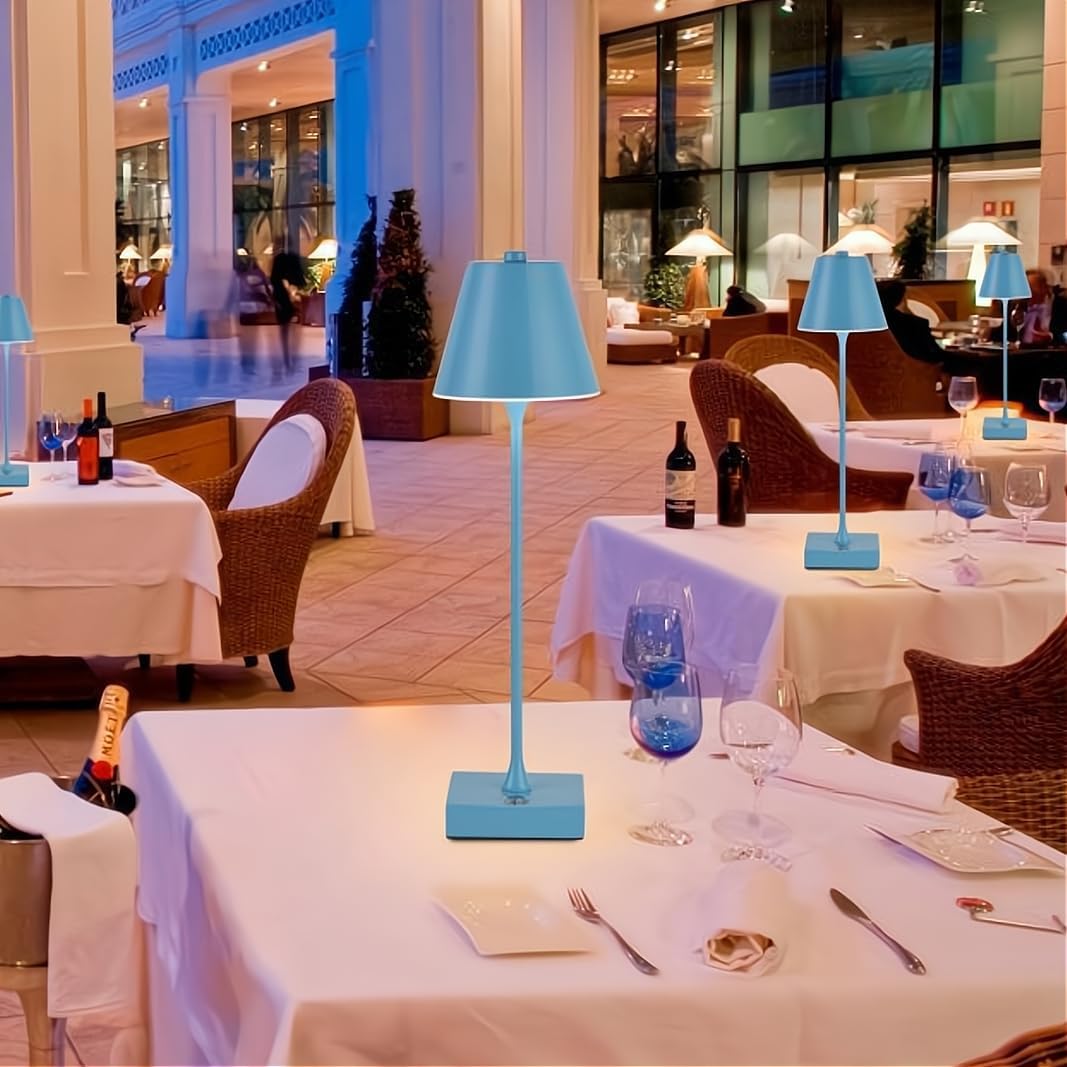 Lampada da Tavolo Ricaricabile LED  – Senza Fili, 3 Temperature di Colore, Dimmerabile Touch, USB, Moderna per Ristorante, Camera, Comodino D27-3C