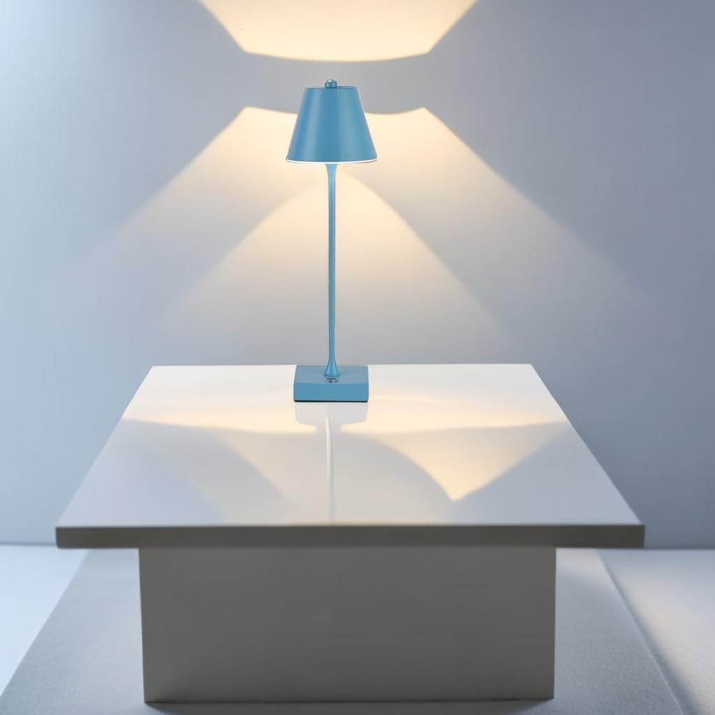 Lampada da Tavolo Ricaricabile LED  – Senza Fili, 3 Temperature di Colore, Dimmerabile Touch, USB, Moderna per Ristorante, Camera, Comodino D27-3C