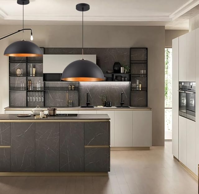 Lampadario a sospensione stile contemporaneo in metallo pendente con attacco E27 luce tavolo cucina ristorante di colore nero o bianco B92