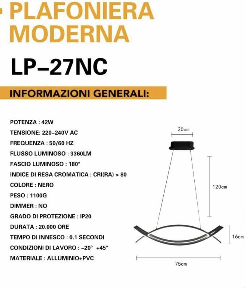 Lampadario Moderno Shadow 42W LP-27