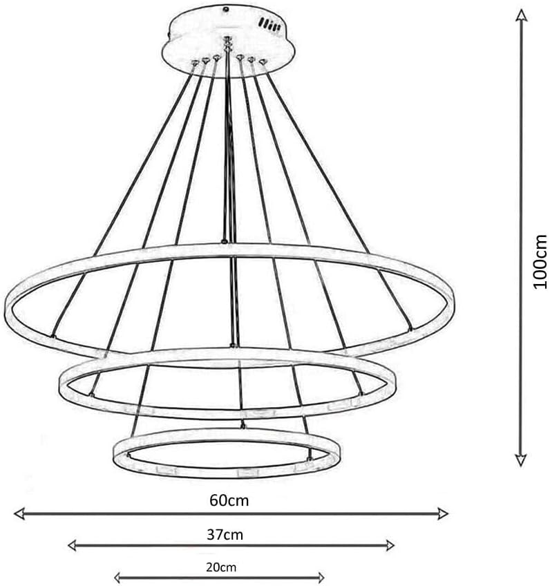 TEKHOME Lampadario a sospensione 51 watt led 3 tonalita luce bianca calda naturale A64-3C