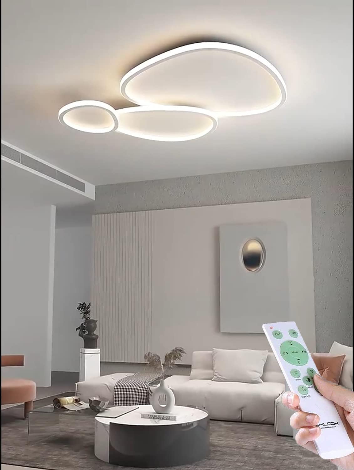 TEKHOME Plafoniera a led moderna a soffitto con telecomando e app per selezionare colore della luce e luminosità lampada adatta per camera da letto salone soggiorno cucina locali 100W PN-23