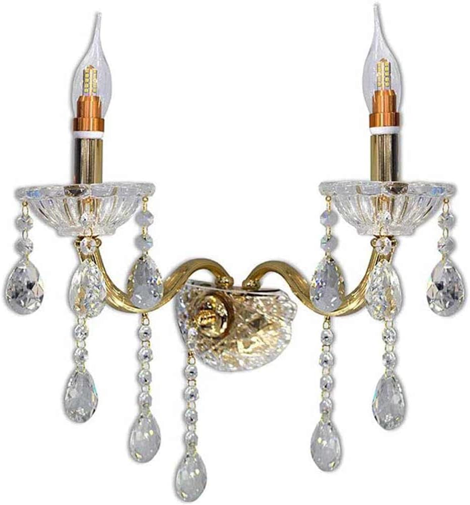 TEKHOME Applique da Muro Classica in Cristallo 2 Luci, Portalampada E14, Lampada da Parete Stile Candelabro, Vari Colori E35