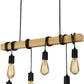 TEKHOME Lampada Sospesa a Soffitto con Paralume in Legno, Lampadario Design Industriale/Scandinavo con Attacco E27, per Cucina Isola Tavolo Bar, 110-240V, (Lampadina Non Inclusa) B47-6