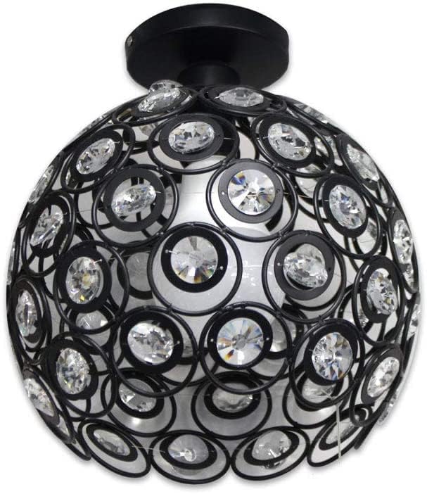 TEKHOME Lampadario da Soffitto a Sfera in Cristallo, Attacco E27, Nero e Bianco, Senza Lampadina, Stile Moderno, per Camera da Letto, Soggiorno, Corridoio, Ø28cm C23