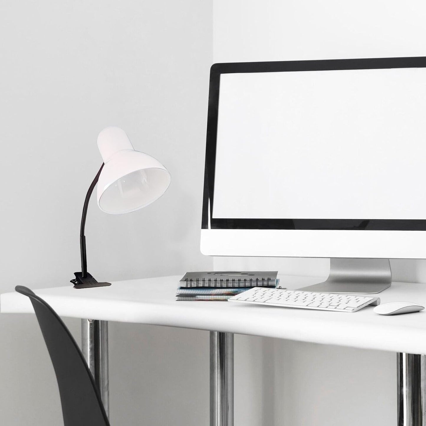 Lampada da Tavolo con Pinza – Attacco E27, Braccio Flessibile 40 cm, Metallo, Luce Direzionabile, Max 60W – Studio, Scrivania, Cameretta D21