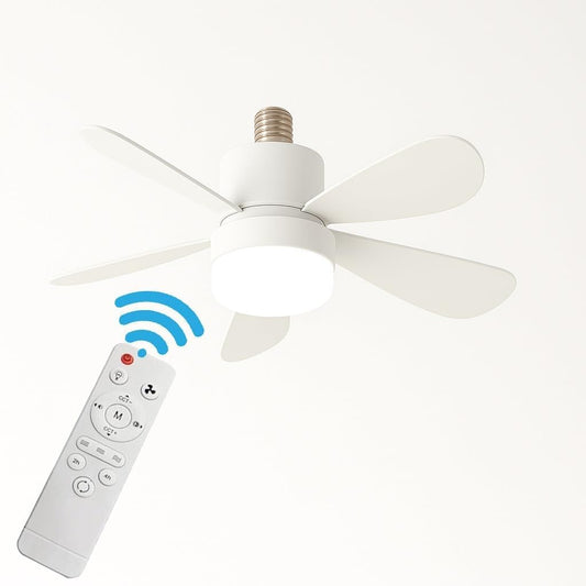 Ventilatore da Soffitto con Luce LED E27 19W, Mini Lampadario con Ventola Silenziosa, CCT 3000K-6500K, Telecomando Incluso, per Camera da Letto e Soggiorno – MNL011